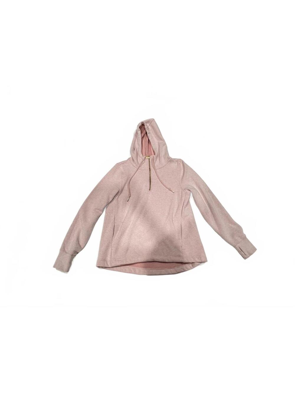 Athleta Cozy Karma 1/4 Zip Pullover Hoodie Heather Light Pink Small
